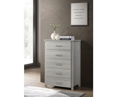 5 Chest Of Drawers Tallboy In White Oak - JVEES