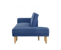3 Seater Fabric Sofa Bed with Ottoman - Blue - JVEES