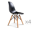 Set of 4 Retro Beech Wood Dining Chair - Black - JVEES