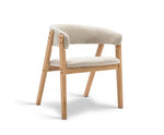 Linen Fabric and Wood Arm Chair - Beige - JVEES