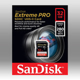 SanDisk 32GB Extreme Pro SD (SDHC) Card UHS-II 280MB/s - JVEES
