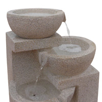 Solar Power Four-Tier Water Fountain Feature w/ LED Light Sand Beige - JVEES
