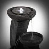 Solar Power Three-Tier Water Fountain Feature with LED Light - Blue - JVEES