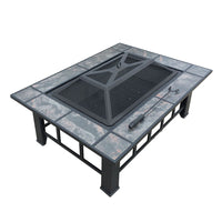 Outdoor Fire Pit BBQ Table Grill Fireplace w/ Ice Tray - JVEES