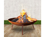 Grillz Rustic Fire Pit Heater Charcoal Iron Bowl Outdoor Patio Wood Fireplace 60CM - JVEES