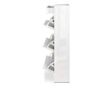 24 Pair High Gloss Wooden Shoe Cabinet - White - JVEES