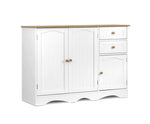 Kitchen Sideboard Buffet with Shelf - White and Light Brown - JVEES