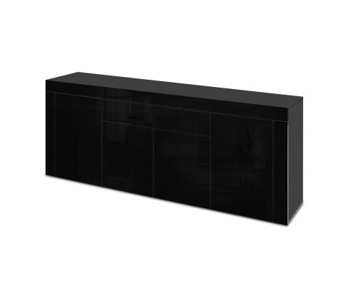 High Gloss Sideboard Buffet Storage Cabinet 4 Doors - Black - JVEES