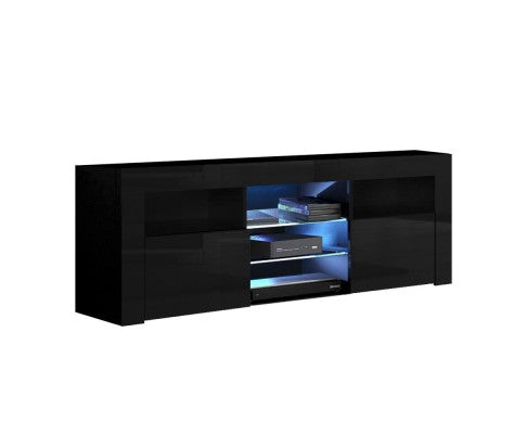 145cm RGB LED TV Cabinet Entertainment Unit - Gloss Black - JVEES