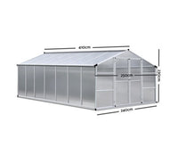 4.1 x 2.5M Polycarbonate Aluminium Greenhouse - Double Door - JVEES