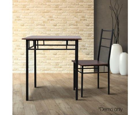 Industrial Dining Table and Chairs Set Walnut and Black - JVEES