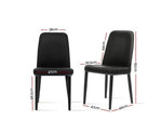 2 x Fabric Iron Dining Chairs - Black - JVEES