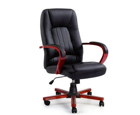 Executive Leather Wooden Office Computer Chair - JVEES