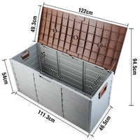 290L Plastic Outdoor Storage Box Container Weatherproof Brown Grey - JVEES