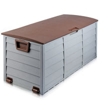 290L Plastic Outdoor Storage Box Container Weatherproof Brown Grey - JVEES