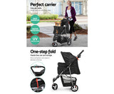 3 Wheel Pet Stroller - Black - JVEES