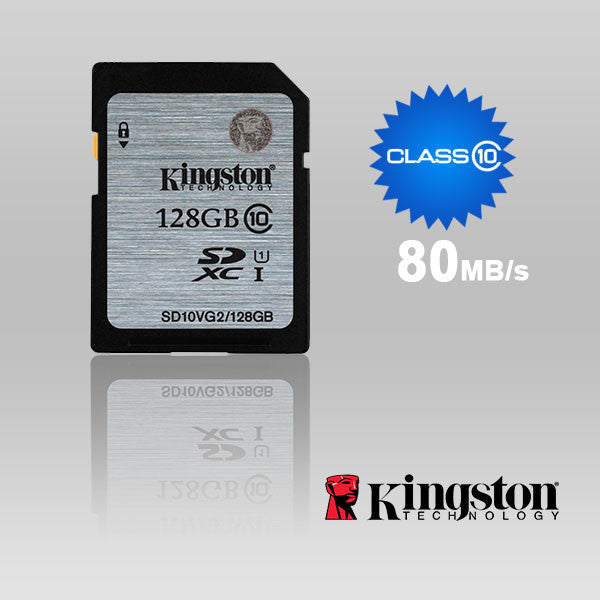 KINGSTON 128GB SDXC Class10 UHS-I 80MB/s Read Flash Card  Retail   (SD10VG2/128GBFR)