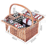 4 Person Picnic Basket Set with Blanket Black - JVEES