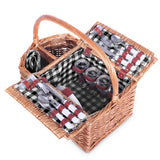 4 Person Picnic Basket Set with Blanket Black - JVEES