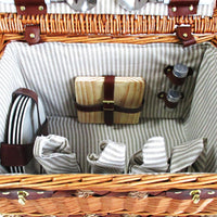 4 Person Picnic Basket Set w/ Cheese Board Blanket - JVEES
