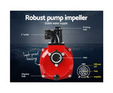 2-inch High Flow Water Pump - Black & Red - Brand New - Free Delivery Australia Wide - 12 Month Warranty - JVEES