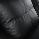 Four Seater Faux Leather Sofa with Ottoman Black - JVEES