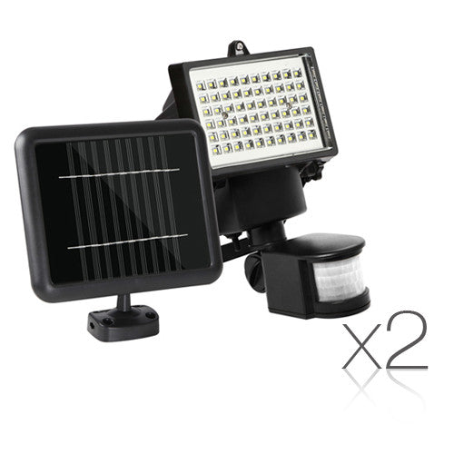 Set of 2 LED Solar Sensor Light 60 SMD 