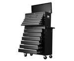 16 Drawer Tool Chest and Trolley Box Cabinet - Black - JVEES