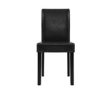 2x PU Leather High Back Padded Dining Chairs - Black - JVEES