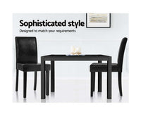 2x PU Leather High Back Padded Dining Chairs - Black - JVEES
