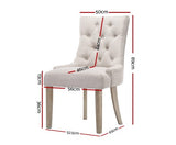 2x Fabric French Provincial Dining Chairs - Beige - JVEES