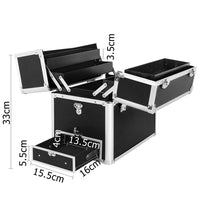 Portable Cosmetic Beauty Carry Case Box Black w/ Mirror - JVEES