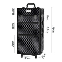 7 in 1 Portable Beauty Make up Cosmetic Trolley Case Diamond Black - JVEES