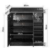 2 Doors Shoe Cabinet Storage Cupboard Black - JVEES