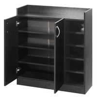 2 Doors Shoe Cabinet Storage Cupboard Black - JVEES