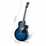 38 Inch Wooden Acoustic Guitar Blue - JVEES