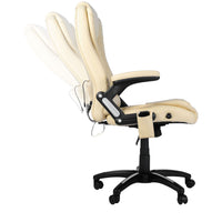 8 Point Massage Executive PU Leather Office Computer Chair Beige - JVEES