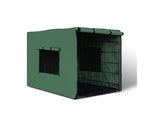 42" Foldable Metal Dog Cage with Cover Green - JVEES