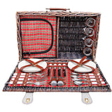 4 Person Picnic Basket Set w/ Cooler Bag Blanket - JVEES