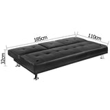 Modern PU leather 3 Seater Sofa Bed w/ Cup Holders - JVEES