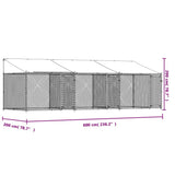 Dog Cage with Roof and Doors Grey 6x2x2 m Galvanised Steel