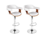 Set of 2 Wooden PU Leather Bar Stool - White and Chrome