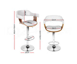 Set of 2 Wooden PU Leather Bar Stool - White and Chrome