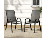 2X Outdoor Stackable Chairs Bistro Set Patio Furniture