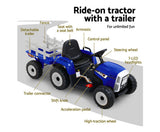 Ride On Tractor Trailer Toy Kids Electric Cars 12V