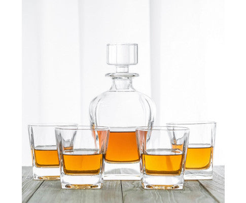 Oval Whisk. Decanter Bottle With 4 Whisk. Glasses Set