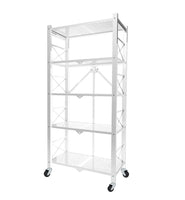 5 Tier Steel Foldable Display Stand With Wheels white - JVEES