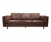 3 Seater Stylish Leatherette Brown Sofa - JVEES