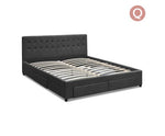 Queen Fabric Bed Frame with Storage Drawers Dark Grey - JVEES