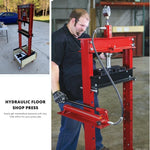 12-Ton Hydraulic Heavy Duty Floor Shop Press - JVEES